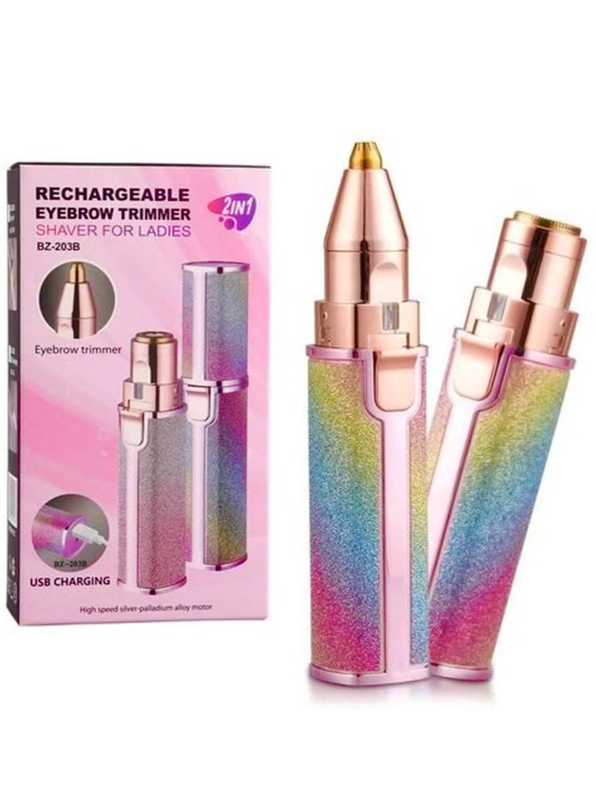 Rechargeable 2-in-1 Eyebrow Trimmer & Facial Shaver for Women with LED Light – USB Charging (Photo 1)